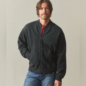 American Giant Black Zip-Up Bomber with Patterned Lining